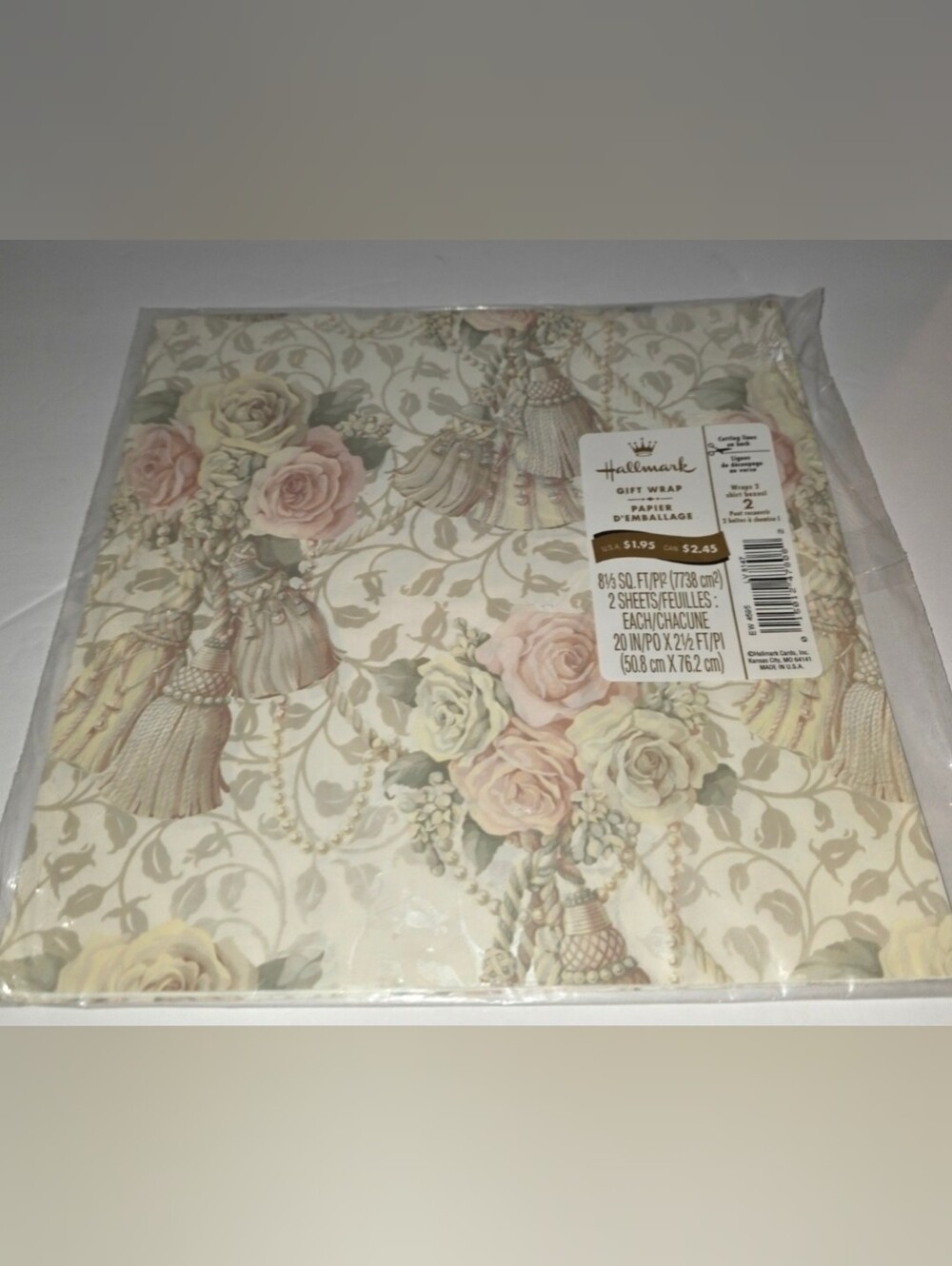 Vintage Hallmark Wedding Wrapping Paper. 2 Sheets. New Old Stock Floral